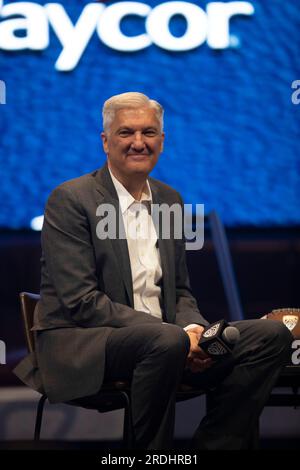 PAC-12-Kommissar George Kliavkoff spricht während der Pressekonferenz der Pac-12 Football Media Days 2023 im Resorts World Las Vegas Casino in Las Vegas, NV am 21. Juli 2023. Stockfoto