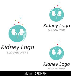 Nierengesundheit und Nierenpflege Logo mit Vektorkonzept-Symbol Stock Vektor