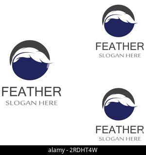 Federlogo der Geflügelrasse und Kugelschreiber aus Feder mit Vektorsymbol Stock Vektor