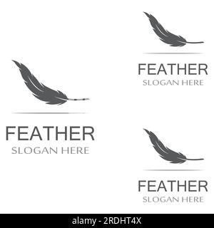 Federlogo der Geflügelrasse und Kugelschreiber aus Feder mit Vektorsymbol Stock Vektor