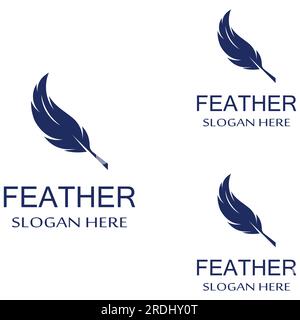 Federlogo der Geflügelrasse und Kugelschreiber aus Feder mit Vektorsymbol Stock Vektor