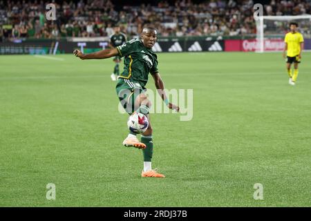 15. Juli 2023; Portland, Oregon, USA; Columbus Crew bei Portland Timbers in einem MLS-Spiel im Providence Park. (Foto: Al Sermeno/KLC fotos) Stockfoto