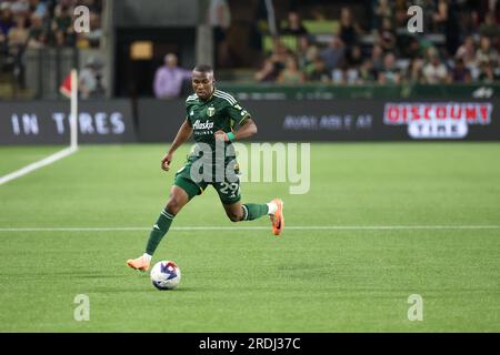 15. Juli 2023; Portland, Oregon, USA; Columbus Crew bei Portland Timbers in einem MLS-Spiel im Providence Park. (Foto: Al Sermeno/KLC fotos) Stockfoto