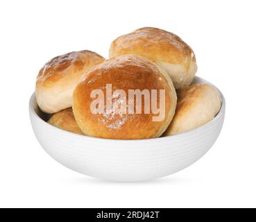 Leckere Scones, zubereitet auf Limonadenwasser, isoliert auf weißem Boden Stockfoto