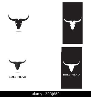 Retro-Design mit Bull Head Horns-Logo im Vintage-Stil. Stock Vektor