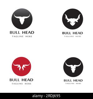 Retro-Design mit Bull Head Horns-Logo im Vintage-Stil. Stock Vektor