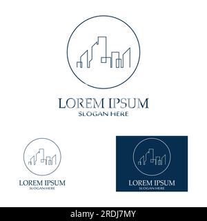 City ​​skyline, Silhouette, moderne Stadt und Stadtzentrum. Mit Logo-Design, Symbol und Symbol Stock Vektor