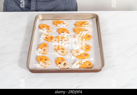 Pretzel Twist Mit Schokoladenüberzogene Gourmet-Spezialitäten Stockfoto