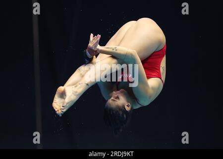 Fukuoka, Japan. 21. Juli 2023. Pamela-WARENTAUCHEN (CAN) : Wasserweltmeisterschaften Fukuoka 2023 Frauen-Springboard-Finale 3m im Präfekturpool Fukuoka in Fukuoka, Japan . Kredit: YUTAKA/AFLO SPORT/Alamy Live News Stockfoto