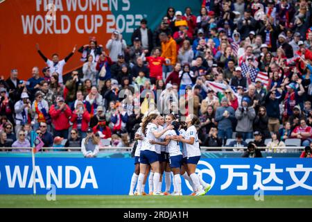 Auckland, Auckland, Neuseeland. 22. Juli 2023. United States Forward SOPHIA SMITH #11 feiert ihr Tor in der ersten Hälfte des 2023 FIFA WomenÃs World Cup Group E-Spiels gegen Vietnam im Eden Park Stadium in Auckland, Neuseeland (Credit Image: © Ira L. Black/ZUMA Press Wire), NUR REDAKTIONELLE VERWENDUNG! Nicht für den kommerziellen GEBRAUCH! Stockfoto