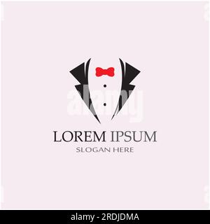 Tuxedo-Symbol und Logo für Herrenbekleidung, Designvorlage Stock Vektor
