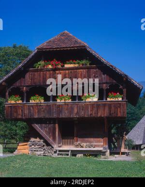 Dachboden aus Ostermundingen im Emmental im Freilichtmuseum Ballenberg bei Brienz, Schweiz Kanton Bern Stockfoto