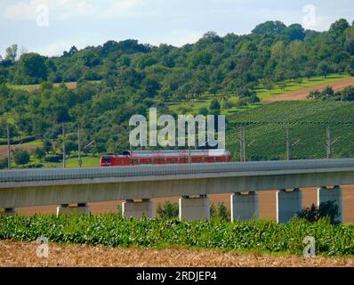 InterRegio auf Hochgeschwindigkeitsstrecke, Doppeldeckerwagen Stockfoto