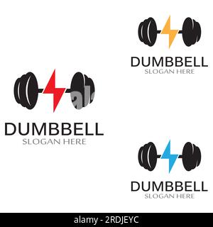 Fitness-Silhouette-Logo und Barbell. Design für Fitness-Studio und Barbell mit Vektordesign Stock Vektor