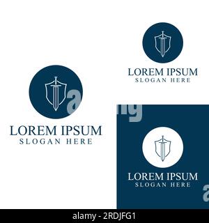 Schwert, Schild und Königsschwert Logo. Logo-Vektordesign. Stock Vektor