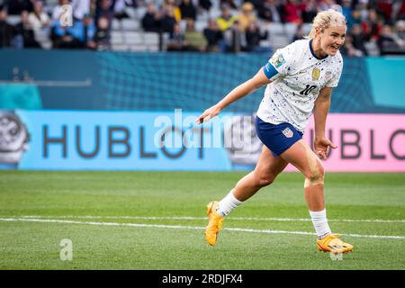 Auckland, Auckland, Neuseeland. 22. Juli 2023. US-Mittelfeldspielerin LINDSEY HORAN #10 feiert ihr Tor in der zweiten Hälfte des 2023 FIFA WomenÃs World Cup Group E-Spiels gegen Vietnam im Eden Park Stadium in Auckland, Neuseeland (Credit Image: © Ira L. Black/ZUMA Press Wire), NUR REDAKTIONELLE VERWENDUNG! Nicht für den kommerziellen GEBRAUCH! Stockfoto