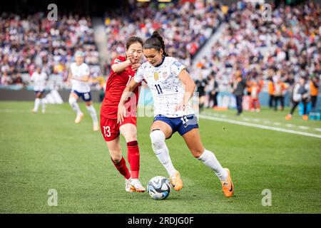 Auckland, Auckland, Neuseeland. 22. Juli 2023. USA: Leiten SIE SOPHIA SMITH #11takes den Ball in der zweiten Hälfte des 2023 FIFA WomenÃs World Cup Group E-Spiels gegen Vietnam im Eden Park Stadium in Auckland, Neuseeland, zum Tor weiter (Kreditbild: © Ira L. Black/ZUMA Press Wire), NUR REDAKTIONELLE VERWENDUNG! Nicht für den kommerziellen GEBRAUCH! Stockfoto