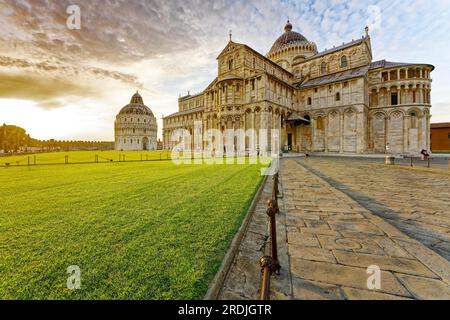 Baptisterium, Battistero di Pisa, Kathedrale, Cattedrale Metropolitana Primaziale di Santa Maria Assunta, Schiefer Turm, Torre pendente di Pisa Stockfoto