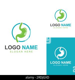 Logo-Design für Magen-Darm-Gesundheit und Magenpflege Stock Vektor