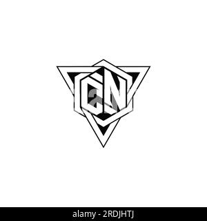 CN Letter Logo Monogramm sechseckig mit dreieckiger geometrischer Umrandung scharfe, moderne Designvorlage Stockfoto