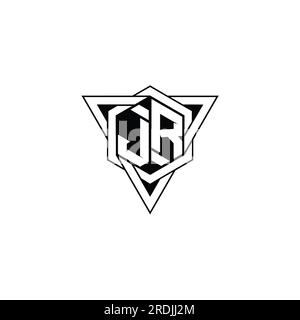 JR Letter Logo Monogramm sechseckig mit dreieckiger geometrischer Kontur scharfe, moderne Designvorlage Stockfoto