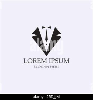 Tuxedo-Symbol und Logo für Herrenbekleidung, Designvorlage Stock Vektor
