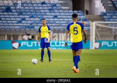 Faro, Portugal. 20. Juli 2023. Cristiano Ronaldo vom Al Nassr FC in Aktion während des Algarve Cup (Vorsaison-freundlich) Fußballspiels zwischen Al Nassr FC und SL Benfica in Estadio Algarve. (Endstand: Al Nassr FC 1 - 4 SL Benfica) Guthaben: SOPA Images Limited/Alamy Live News Stockfoto