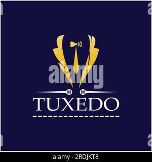 Tuxedo-Symbol und Logo für Herrenbekleidung, Designvorlage Stock Vektor