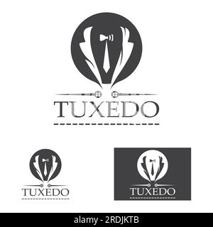 Tuxedo-Symbol und Logo für Herrenbekleidung, Designvorlage Stock Vektor