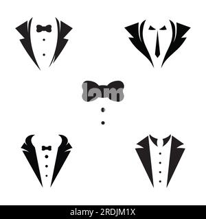 Tuxedo-Symbol und Logo für Herrenbekleidung, Designvorlage Stock Vektor