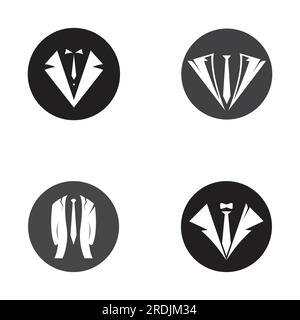 Tuxedo-Symbol und Logo für Herrenbekleidung, Designvorlage Stock Vektor