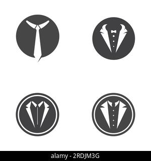 Tuxedo-Symbol und Logo für Herrenbekleidung, Designvorlage Stock Vektor