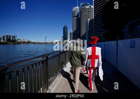 Die englische Fangruppe Free Lions erkundet die Stadt vor der FIFA Women's World Cup 2023, dem Spiel der Gruppe D im Brisbane Stadium, Brisbane. Bilddatum: Samstag, 22. Juli 2023. Stockfoto