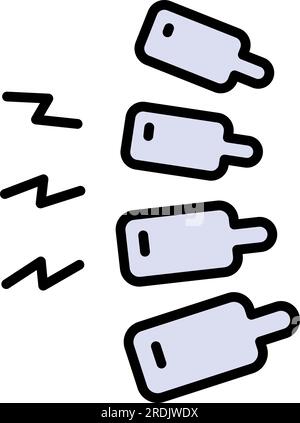 Farbsymbol für Rückenschmerzen. Wirbelsäulenknochen und Struktur. Medizin und Anatomie. Die anatomische Struktur des Menschen. Symbol für hochwertiges Grafikdesign. Vektorsymbol Stock Vektor