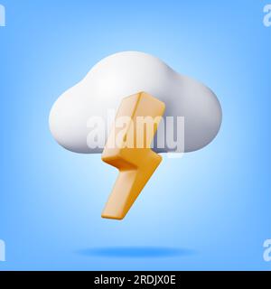 3D Cloud mit isoliertem Lightning-Symbol Stock Vektor