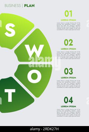 Infografik-Vorlage für Präsentationen und Funktionen Datenvisualisierung umfasst ein Prozessdiagramm mit Diagrammen, Schritten und Optionen. Stockfoto