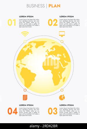 Infografik-Vorlage für Präsentationen und Funktionen Datenvisualisierung umfasst ein Prozessdiagramm mit Diagrammen, Schritten und Optionen. Stockfoto