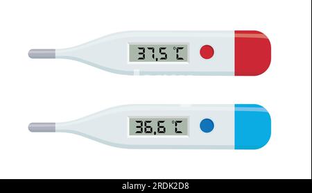 Medizinisches Thermometer. Klassisches medizinisches Quecksilber A zur Temperaturmessung. Vektordarstellung im Gesundheitswesen und bei medizinischen Geräten Stock Vektor