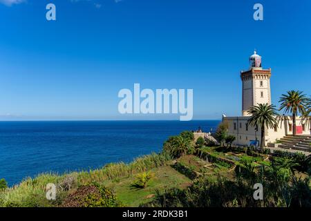 Schönen Leuchtturm von Cap Spartel in der Nähe von Tanger Stadt und Gibraltar, Marokko in Afrika Stockfoto