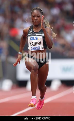 Kassel, Deutschland. 08. Juli 2023. firo : 8. Juli 2023, Leichtathletik, LA, DM 2023 in Kassel, Deutsche Meisterschaft 2023, 100 Meter Frauen, Halbfinale, Chelsea KADIRI/dpa/Alamy Live News Stockfoto