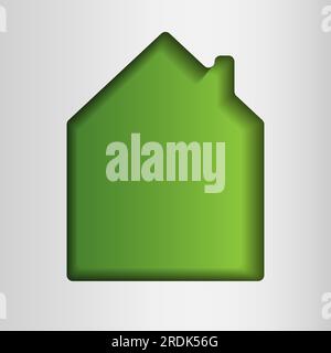 Wohnhaus einfaches Logo, Jugendstilhaus, Haus, grünes Öko-Haus Konzept, Vektorzeichnung im Papierschnitt Stock Vektor