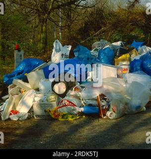 Umweltverschmutzung, wilde Müllhalde im Wald, Müllhalde Stockfoto