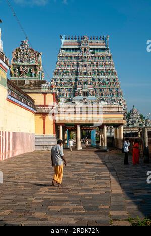 Nördlicher Gopuram-Turm im Thillai-Nataraja-Tempel, Chidambaram, Tamil Nadu, Südindien, Indien, Asien Stockfoto