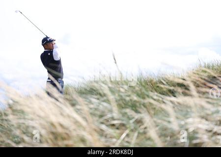 Wirral, England, am 21. Juli 2023. Hideki Matsuyama aus Japan am 2. Tag der British Open Golf Championship 2023 im Royal Liverpool Golf Club in Wirral, England, am 21. Juli 2023. Kredit: Koji Aoki/AFLO SPORT/Alamy Live News Stockfoto