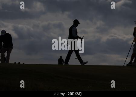 Wirral, England, am 21. Juli 2023. Hideki Matsuyama aus Japan am 2. Tag der British Open Golf Championship 2023 im Royal Liverpool Golf Club in Wirral, England, am 21. Juli 2023. Kredit: Koji Aoki/AFLO SPORT/Alamy Live News Stockfoto