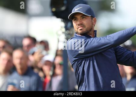 Wirral, England, am 21. Juli 2023. Jason Day in Australien am 2. Tag der British Open Golf Championship 2023 im Royal Liverpool Golf Club in Wirral, England, am 21. Juli 2023. Kredit: Koji Aoki/AFLO SPORT/Alamy Live News Stockfoto