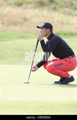 Wirral, England, am 21. Juli 2023. Japans Taiga Semikawa am 2. Tag der British Open Golf Championship 2023 im Royal Liverpool Golf Club in Wirral, England, am 21. Juli 2023. Kredit: Koji Aoki/AFLO SPORT/Alamy Live News Stockfoto