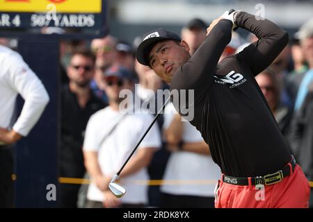 Wirral, England, am 21. Juli 2023. Japans Taiga Semikawa am 2. Tag der British Open Golf Championship 2023 im Royal Liverpool Golf Club in Wirral, England, am 21. Juli 2023. Kredit: Koji Aoki/AFLO SPORT/Alamy Live News Stockfoto