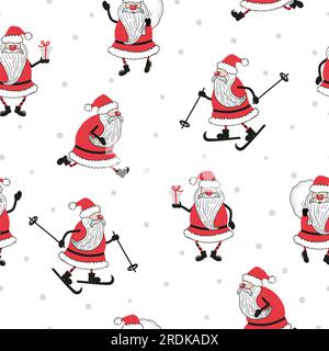 Nahtloses Weihnachtsmuster mit dem Weihnachtsmann. Stock Vektor