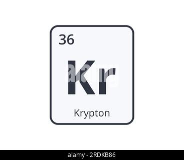 Krypton-Element-Symbol. Grafik für wissenschaftliche Designs. Stock Vektor